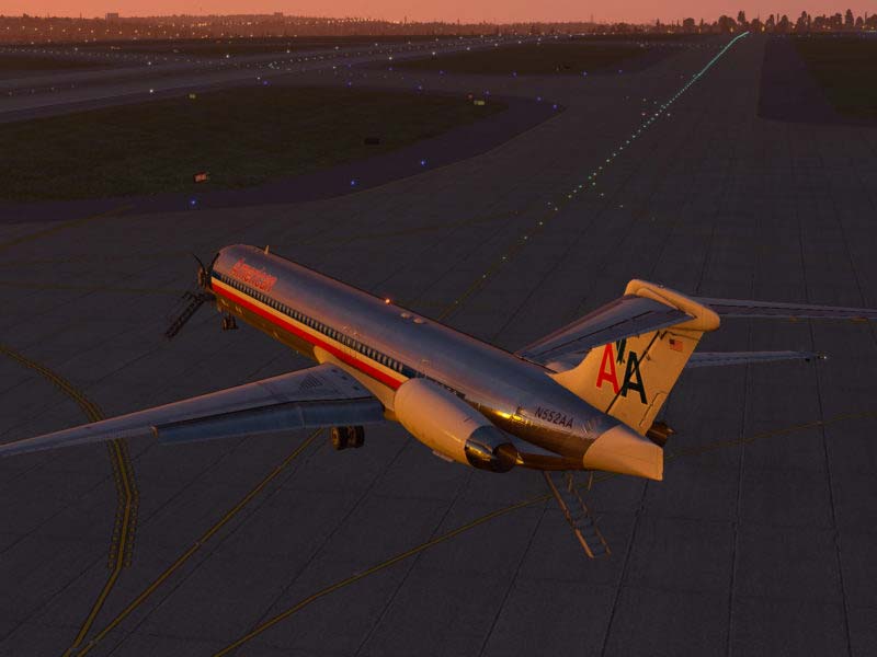 MD80 cockpit sunset